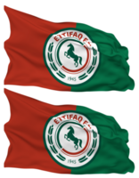 Al Ettifaq Football Club Flag Waves Isolated in Plain and Bump Texture, with Transparent Background, 3D Rendering png