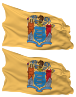 State of New Jersey Flag Waves Isolated in Plain and Bump Texture, with Transparent Background, 3D Rendering png