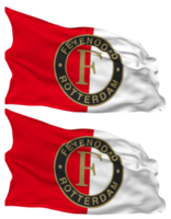 Feyenoord Rotterdam Flag Waves Isolated in Plain and Bump Texture, with Transparent Background, 3D Rendering png