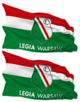Legia Warszawa, Legia Warsaw Football Club Flag Waves Isolated in Plain and Bump Texture, with Transparent Background, 3D Rendering png