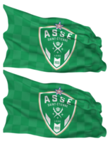 Association Sportive de Saint Etienne Loire, AS Saint Etienne, ASSE Flag Waves Isolated in Plain and Bump Texture, with Transparent Background, 3D Rendering png