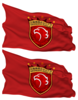 Shanghai Port FC, Shanghai SIPG Flag Waves Isolated in Plain and Bump Texture, with Transparent Background, 3D Rendering png