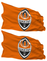 Fußball Verein Shakhtar Donezk Flagge Wellen isoliert im einfach und stoßen Textur, mit transparent Hintergrund, 3d Rendern png