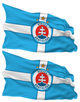 SK Slovan Bratislava Flag Waves Isolated in Plain and Bump Texture, with Transparent Background, 3D Rendering png