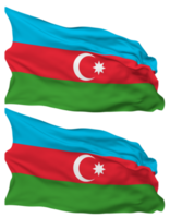azerbaiyán bandera olas aislado en llanura y bache textura, con transparente fondo, 3d representación png
