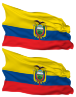 Ecuador bandera olas aislado en llanura y bache textura, con transparente fondo, 3d representación png