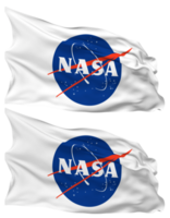 National Luftfahrt und Raum Verwaltung, NASA Flagge Wellen isoliert im einfach und stoßen Textur, mit transparent Hintergrund, 3d Rendern png