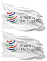 Welt Handel Organisation, wto Flagge Wellen isoliert im einfach und stoßen Textur, mit transparent Hintergrund, 3d Rendern png