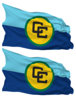 Caribbean Community, CARICOM Flag Waves Isolated in Plain and Bump Texture, with Transparent Background, 3D Rendering png