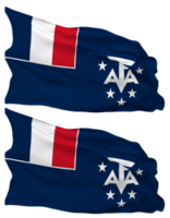 français du sud et antarctique terres, taaf drapeau vagues isolé dans plaine et bosse texture, avec transparent arrière-plan, 3d le rendu png