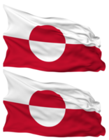 Greenland Flag Waves Isolated in Plain and Bump Texture, with Transparent Background, 3D Rendering png