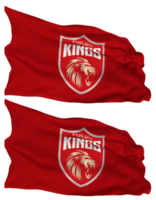 Punjab Kings, PBKS Flag Waves Isolated in Plain and Bump Texture, with Transparent Background, 3D Rendering png