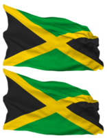 Jamaica bandera olas aislado en llanura y bache textura, con transparente fondo, 3d representación png