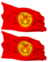 kyrgyzstan flagga vågor isolerat i enkel och stöta textur, med transparent bakgrund, 3d tolkning png
