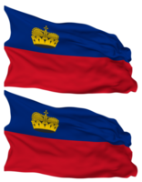 Liechtenstein drapeau vagues isolé dans plaine et bosse texture, avec transparent arrière-plan, 3d le rendu png