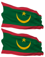 Mauritania Flag Waves Isolated in Plain and Bump Texture, with Transparent Background, 3D Rendering png
