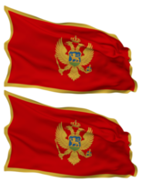Montenegro Flag Waves Isolated in Plain and Bump Texture, with Transparent Background, 3D Rendering png