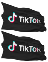 Tik Tok bandera olas aislado en llanura y bache textura, con transparente fondo, 3d representación png