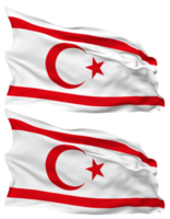 Northern Cyprus Flag Waves Isolated in Plain and Bump Texture, with Transparent Background, 3D Rendering png