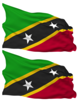 santo kitts e nevis bandeira ondas isolado dentro avião e colisão textura, com transparente fundo, 3d Renderização png