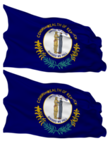 Zustand von Kentucky Flagge Wellen isoliert im einfach und stoßen Textur, mit transparent Hintergrund, 3d Rendern png