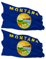 State of Montana Flag Waves Isolated in Plain and Bump Texture, with Transparent Background, 3D Rendering png