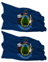 State of Maine Flag Waves Isolated in Plain and Bump Texture, with Transparent Background, 3D Rendering png