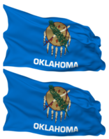 State of Oklahoma Flag Waves Isolated in Plain and Bump Texture, with Transparent Background, 3D Rendering png