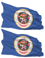 State of Minnesota Flag Waves Isolated in Plain and Bump Texture, with Transparent Background, 3D Rendering png