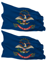 State of North Dakota Flag Waves Isolated in Plain and Bump Texture, with Transparent Background, 3D Rendering png