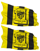 Al Ittihad Saudi Arabian Club Flag Waves Isolated in Plain and Bump Texture, with Transparent Background, 3D Rendering png