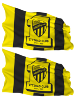 Al ittihad saoudien arabe club drapeau vagues isolé dans plaine et bosse texture, avec transparent arrière-plan, 3d le rendu png