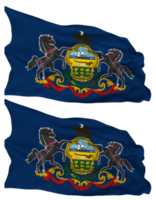 State of Pennsylvania Flag Waves Isolated in Plain and Bump Texture, with Transparent Background, 3D Rendering png