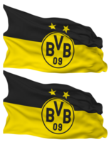 Ballspielverein Borussia 09 e V Dortmund, Borussia Dortmund Flag Waves Isolated in Plain and Bump Texture, with Transparent Background, 3D Rendering png