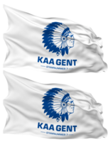 koninklijke atletiek associatie herre, kaa gent flagga vågor isolerat i enkel och stöta textur, med transparent bakgrund, 3d tolkning png