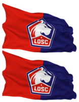 Lille Olympique Sporting Club, LOSC Lille Flag Waves Isolated in Plain and Bump Texture, with Transparent Background, 3D Rendering png