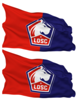 lille olympique sportif club, le losc lille drapeau vagues isolé dans plaine et bosse texture, avec transparent arrière-plan, 3d le rendu png