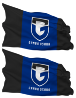 Gamba Osaka Football Club Flag Waves Isolated in Plain and Bump Texture, with Transparent Background, 3D Rendering png
