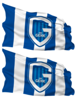 koninklijk racing club genk, krc genk vlag golven geïsoleerd in duidelijk en buil textuur, met transparant achtergrond, 3d renderen png