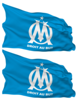 Olympique de Marseille Flag Waves Isolated in Plain and Bump Texture, with Transparent Background, 3D Rendering png