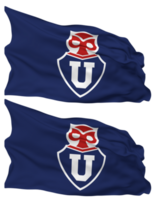 Club Universidad de Chile Flag Waves Isolated in Plain and Bump Texture, with Transparent Background, 3D Rendering png