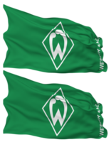 sportverein plus loin bremen von 1899 e v, sv plus loin bremen drapeau vagues isolé dans plaine et bosse texture, avec transparent arrière-plan, 3d le rendu png