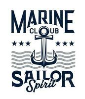 Marine sailing club vector emblem or print