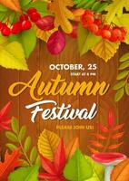 Autumn festival vector flyer, fall holiday card