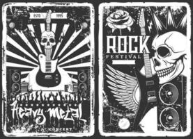 rock concierto, música banda festival grunge póster vector