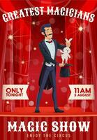 Circus magician show cartoon vector poster