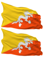 Bhutan Flag Waves Isolated in Plain and Bump Texture, with Transparent Background, 3D Rendering png