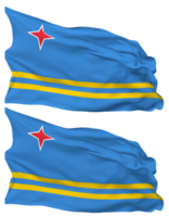 Aruba Flag Waves Isolated in Plain and Bump Texture, with Transparent Background, 3D Rendering png