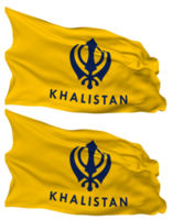 Khalistan Flag Waves Isolated in Plain and Bump Texture, with Transparent Background, 3D Rendering png