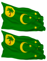 territorio di cocos isole, keeling isole bandiera onde isolato nel pianura e urto struttura, con trasparente sfondo, 3d interpretazione png